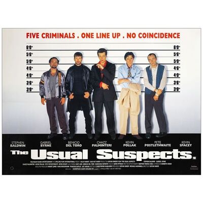 Lot # 893: THE USUAL SUSPECTS - British Quad (30" x 40"); Very Fine+ on Linen