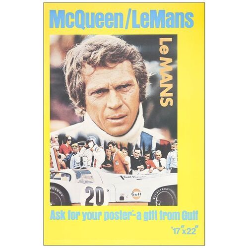 Lot # 894: LE MANS - Gulf Promotional Display Poster (28" x 42"); Gulf Ad for the Distribution of Promotional Posters; Very Fine+ Rolled