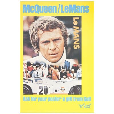 Lot # 894: LE MANS - Gulf Promotional Display Poster (28" x 42"); Gulf Ad for the Distribution of Promotional Posters; Very Fine+ Rolled