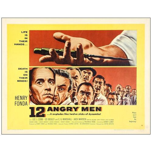 Lot # 897: 12 ANGRY MEN - Half Sheet (22" x 28"); Style A; Very Fine+ Rolled