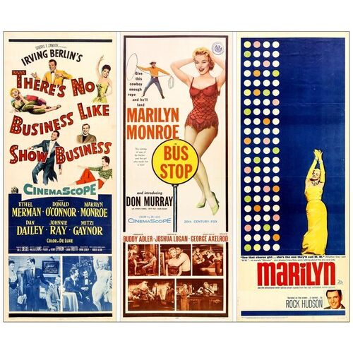 Lot # 916: MARILYN MONROE - Inserts (3) (14" x 36"); Very Fine- Folded