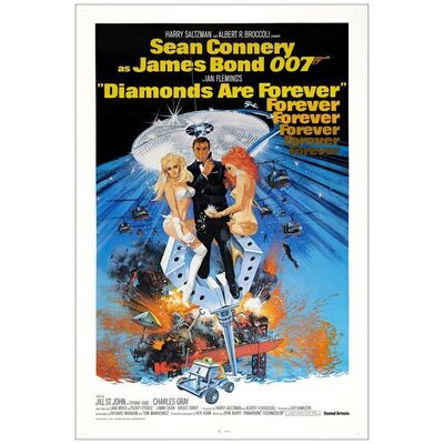 Lot # 943: JAMES BOND: DIAMONDS ARE FOREVER - One-Sheet (27" x 41"); Very Fine+ on Linen
