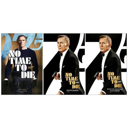 Lot # 946: JAMES BOND: NO TIME TO DIE - One-Sheets, DS (3) (27' x 40"); Near Mint Rolled