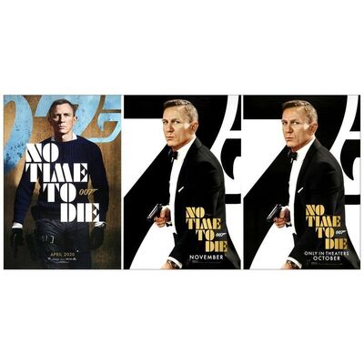 Lot # 946: JAMES BOND: NO TIME TO DIE - One-Sheets, DS (3) (27' x 40"); Near Mint Rolled