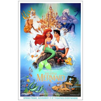 Lot # 955: THE LITTLE MERMAID - Half-Subway (29.5" x 45"); New York Style Half Subway, Advance; Near Mint Folded