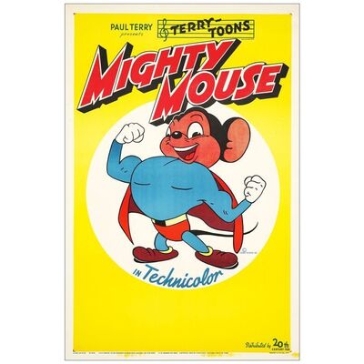 Lot # 959: MIGHTY MOUSE - Stock One-Sheet (27" x 41"); Very Fine+ on Linen