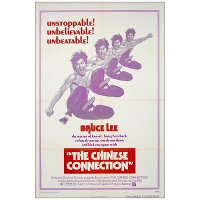 Lot # 986: THE CHINESE CONNECTION - One-Sheet (27" x 41"); Alternate Title "Fists of Fury"; Very Fine+ Folded
