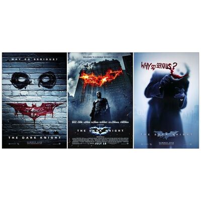 Lot # 994: THE DARK KNIGHT - One-Sheets, DS (3) (27" x 40"); Very Fine+ Rolled