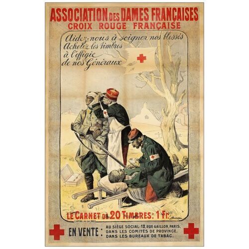 Lot # 1034: FRENCH RED CROSS - French Half-Grande (31" x 48"); Very Fine on Linen