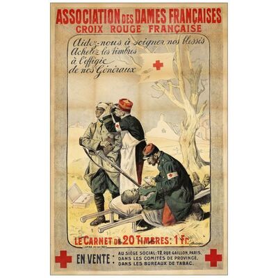 Lot # 1034: FRENCH RED CROSS - French Half-Grande (31" x 48"); Very Fine on Linen