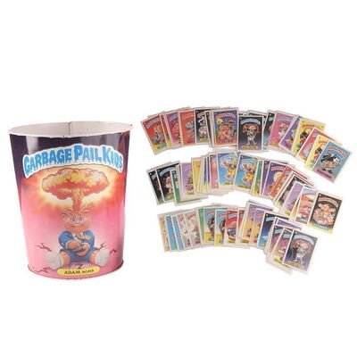 Lot # 18: Adam Goldberg's (as played by Sean Giambrone) Garbage Pail Kids Garbage Can with Set of Cards