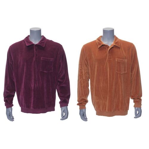 Lot # 76: Albert "Pops" Solomon (as played by George Segal) Pair of Orange and Plum Velour Shirts
