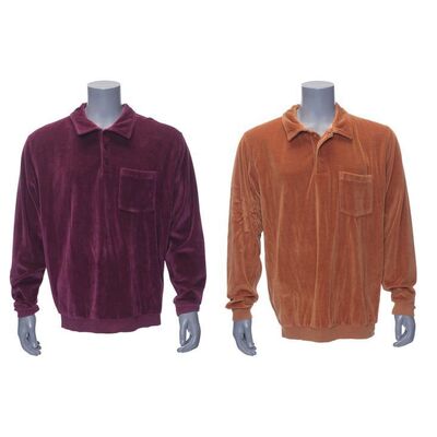 Lot # 76: Albert "Pops" Solomon (as played by George Segal) Pair of Orange and Plum Velour Shirts