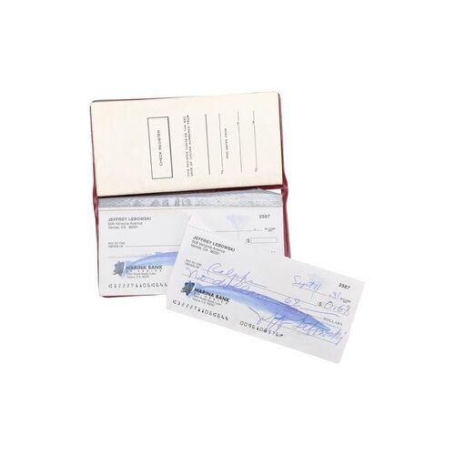 Lot #49 - The Dude's (Jeff Bridges) Screen-Matched Handwritten Check with Checkbook Holder and Pad ### BIG LEBOWSKI, THE (1998)