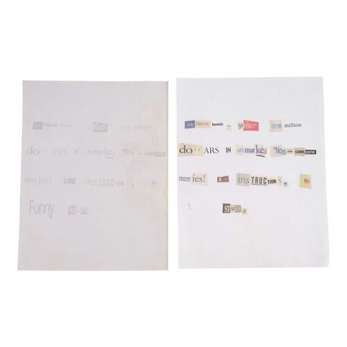 Lot #53 - Bunny Lebowski's (Tara Reid) Screen-Matched Ransom Letter with Production-Made Source Letter ### BIG LEBOWSKI, THE (1998)