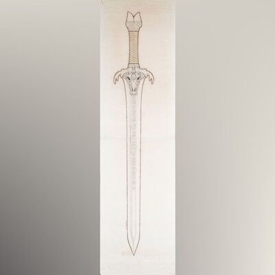 Lot #103 - Hand-Drawn Ron Cobb Father's Sword Concept Sketch ### CONAN THE BARBARIAN (1982)