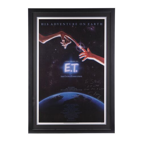 Lot #121 - Framed Steven Spielberg-Autographed "Touching Fingers" One-Sheet ### E.T. THE EXTRA-TERRESTRIAL (1982)
