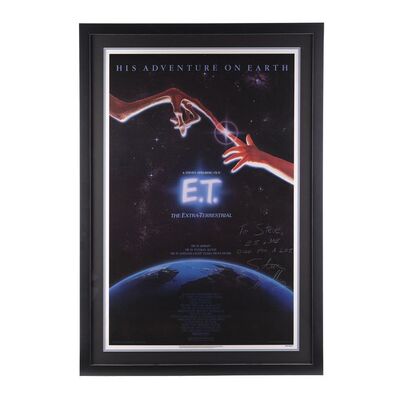 Lot #121 - Framed Steven Spielberg-Autographed "Touching Fingers" One-Sheet ### E.T. THE EXTRA-TERRESTRIAL (1982)