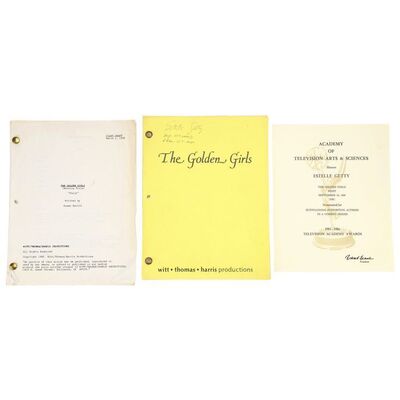 Lot #191 - Entertainment Memorabilia Live Auction - Rich Weaver Collection: Estelle Getty's First and Final Draft Pilot Scripts with Emmy Award&Atilde;&fnof;&acirc;&euro;&scaron;&Atilde;&sbquo;&Acirc;&reg; Nomination Certificate ### GOLDEN GIRLS, THE (1985-1992)