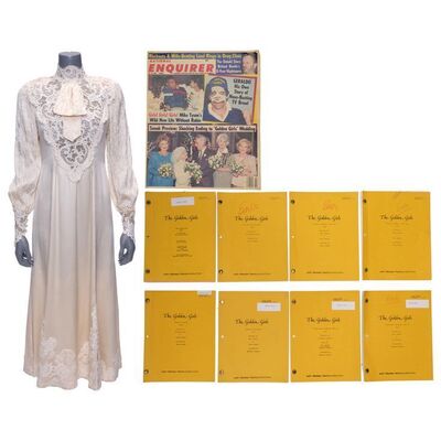 Lot #192 - Rich Weaver Collection: Sophia Petrillo's (Estelle Getty) Wedding Dress Costume and Signed Scripts ### GOLDEN GIRLS, THE (1985-1992)