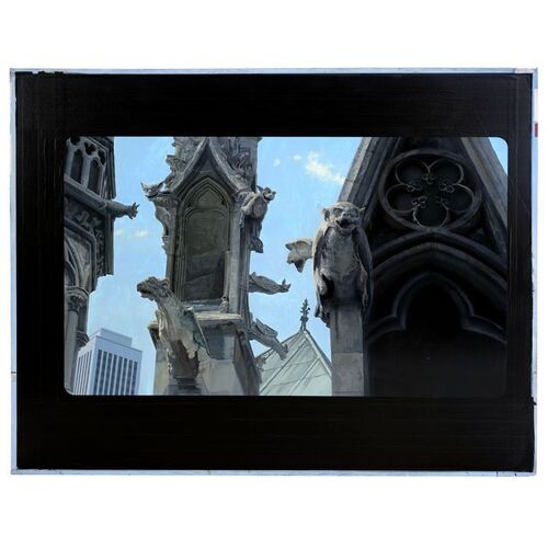 Lot #201 - Hand-Painted Brian Flora St. Agnes Cathedral Gargoyles Matte Painting ### GREMLINS 2: THE NEW BATCH (1990)