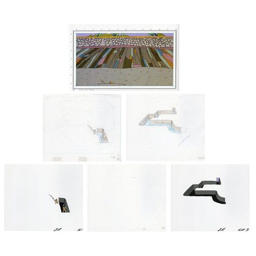Lot #259 - Amber Digging Animation Cels, Background Print, and Hand-Illustrated Sketches ### JURASSIC PARK (1993)