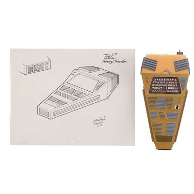 Lot #379 - Light-Up Ferengi Tricorder with Rick Sternbach's Original Hand-Drawn Concept Sketch ### STAR TREK: THE NEXT GENERATION (TV SERIES, 1987-1994)