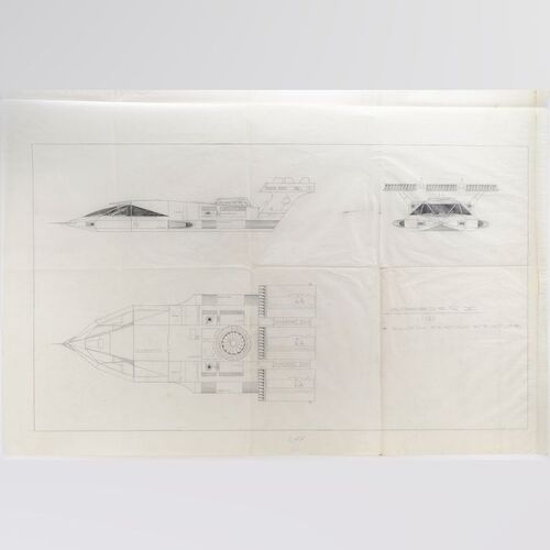 Lot #408 - Matted Hand-Drawn Harry Lange Landspeeder Design Artwork ### STAR WARS: A NEW HOPE (1977)