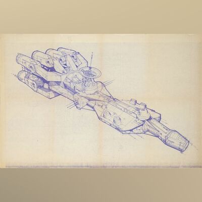 Lot #414 - Matted Printed Joe Johnston Tantive IV Production Dyeline ### STAR WARS: A NEW HOPE (1977)