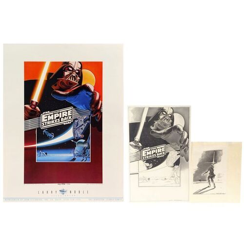 Lot #437 - William Plumb Collection: Hand-Drawn Lawrence Noble 10th Anniversary Poster Black-and-White Comps with Color Print ### STAR WARS: THE EMPIRE STRIKES BACK (1980)
