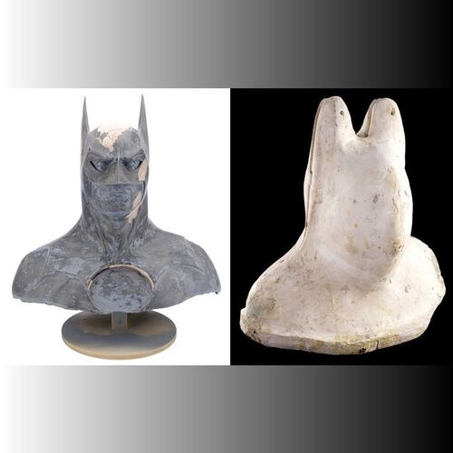 Lot #582 - Production-Made Batman (Michael Keaton) Cowl Cast Display and Mold ### BATMAN RETURNS (1992)