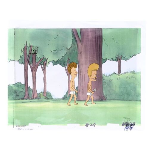 Lot #595 - Hand-Painted Beavis and Butt-Head in Underwear with Forest Background Animation Cels ### BEAVIS AND BUTT-HEAD (1993-2011)
