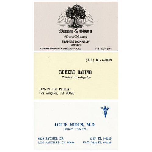 Lot #614 - Set of Three Production-Made Business Cards ### BIG LEBOWSKI, THE (1998)