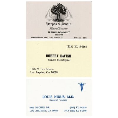 Lot #614 - Set of Three Production-Made Business Cards ### BIG LEBOWSKI, THE (1998)