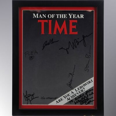 Lot #620 - Framed Cast- and Crew-Autographed Time Man of the Year Mirror ### BIG LEBOWSKI, THE (1998)