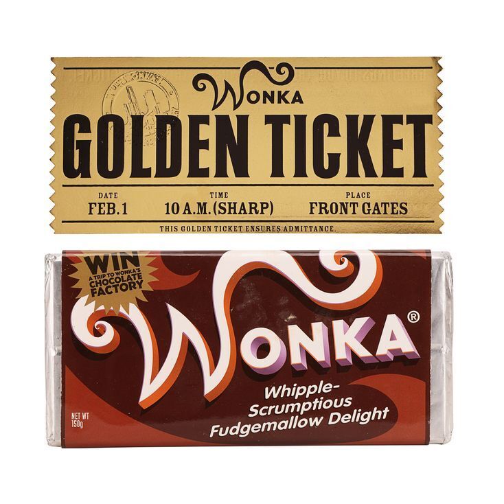 Lot #682 - CHARLIE AND THE CHOCOLATE FACTORY (2005) - Golden Ticket and  Fudgemallow Delight Wonka Bar