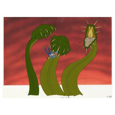 Lot #711 - Hand-Painted Animation Cel of Carnivorous Plants with Print Background ### CREEPSHOW 2 (1987)