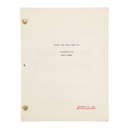 Lot #771 - Mario Kirner Collection: Kane Hodder's Personal Script ### FRIDAY THE 13TH PART VII: THE NEW BLOOD (1988)