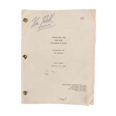 Lot #777 - Mario Kirner Collection: Kane Hodder's Heavily Annotated and Autographed Personal Script ### JASON GOES TO HELL: THE FINAL FRIDAY (1993)