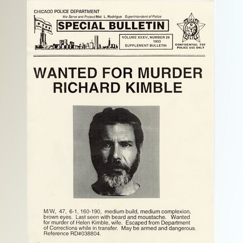 Lot #789 - Production-Made Richard Kimble (Harrison Ford) Wanted Poster ### FUGITIVE, THE (1993)