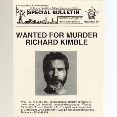 Lot #789 - Production-Made Richard Kimble (Harrison Ford) Wanted Poster ### FUGITIVE, THE (1993)