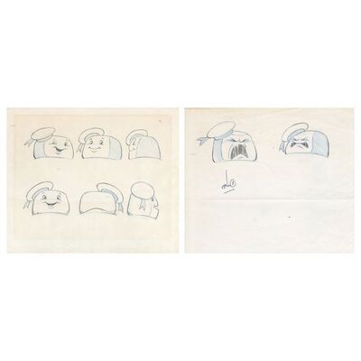 Lot #808 - Stuart Ziff Collection: Hand-Drawn Stay Puft Expression Concept Sketches ### GHOSTBUSTERS (1984)
