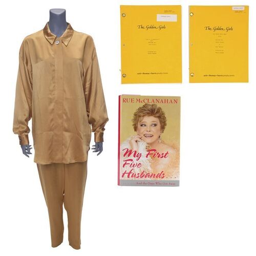 Lot #832 - Rich Weaver Collection: Blanche Devereaux's (Rue McClanahan) Gold Outfit, Autographed Book, and Two Scripts ### GOLDEN GIRLS, THE (1985-1992)