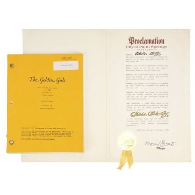 Lot #833 - Rich Weaver Collection: Sonny Bono-Signed "Golden Girls Day in Palm Springs" Certificate and Script ### GOLDEN GIRLS, THE (1985-1992)