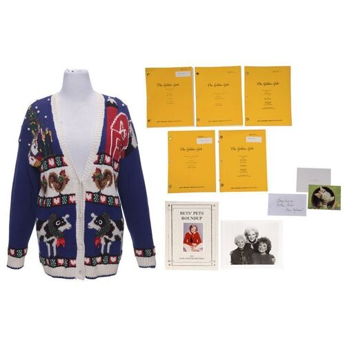 Lot #856 - Rich Weaver Collection: Betty White's Christmas Sweater, "Rose Nyland" Autographed Note, Five Scripts, Cast Photo, and Magazine ### BETTY WHITE