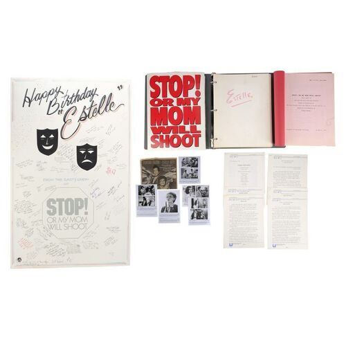 Lot #875 - Rich Weaver Collection: Estelle Getty's Script, Promotional Ephemera and a Cast and Crew Autographed "Happy Birthday Estelle" Poster ### STOP OR MY MOM WILL SHOOT (1992)