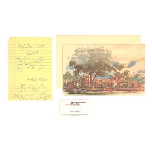 Lot #920 - Steven Spielberg's Business Card with Stationery and Handwritten Amazing Stories Ideas Page ### STEVEN SPIELBERG
