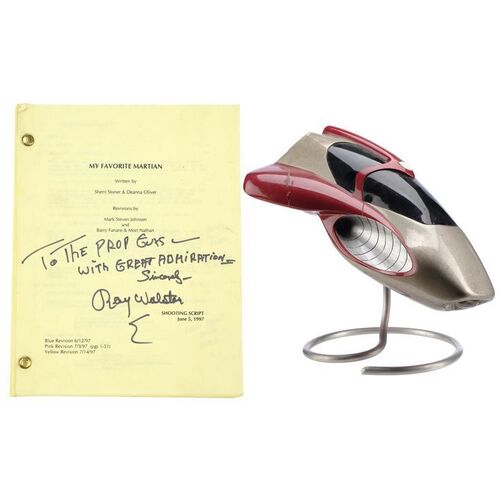 Lot #1041 - Ray Walston-Autographed Annotated Bound Script with Spaceship Model Miniature ### MY FAVORITE MARTIAN (1999)