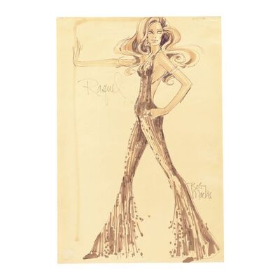 Lot #1132 - Hand-Drawn Bob Mackie Raquel Welch Costume Design Sketch ### RAQUEL (1970)