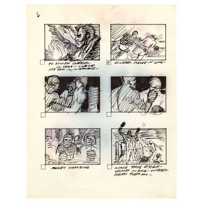 Lot #1150 - Set of Three Hand-Drawn Fred Lucky "Balboa vs. Lang" Storyboards ### ROCKY III (1982)